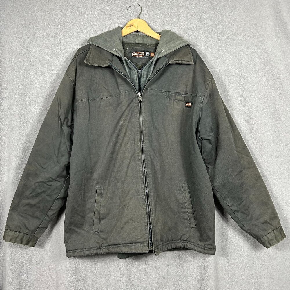 Jesse James Jacket Coat Industrial Workwear Canvas Men's XL Hoodie Lined